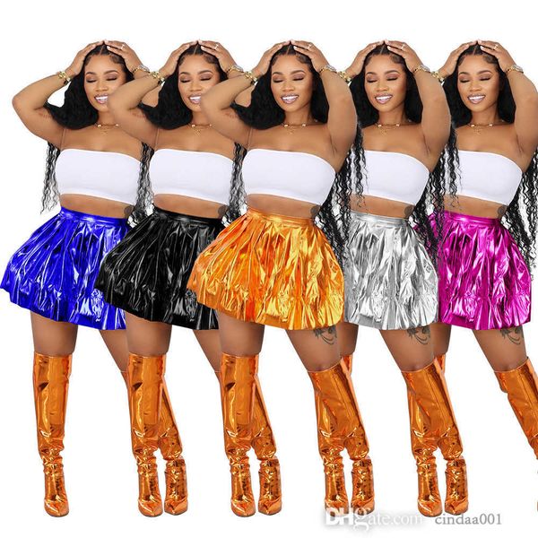 

womens new fashion ice silk stamped pleated skirt half skirts for women, Black