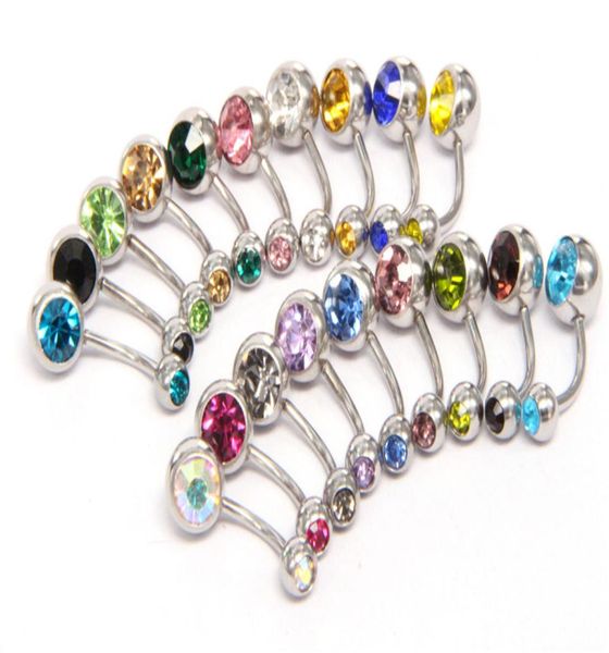 

new 316l surgical steel navel rings crystal rhinestone belly button navel bar ring body jewelry piercing wcw6409272141, Silver