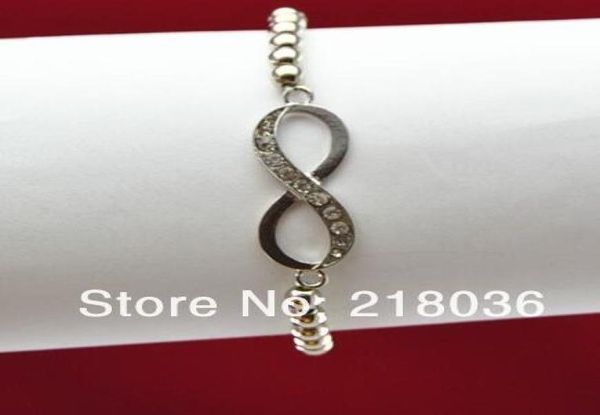 

whole fashion antique silver infinite 8 words half rhinestones stainless steel nail charm braclets bangles diy jewelry7110293, Black