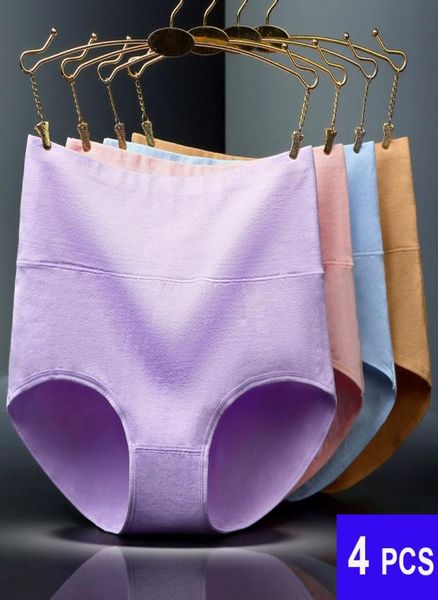 

4pcslot women cotton pantes underwear breathable trigonometric lingeries female panties body shaping briefs high waist1691785, Black;pink