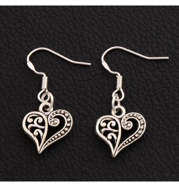 

half flower heart earrings 925 silver fish chandelie ear hook 40pairslot tibetan silver e919 132x315mm qlhad3606872