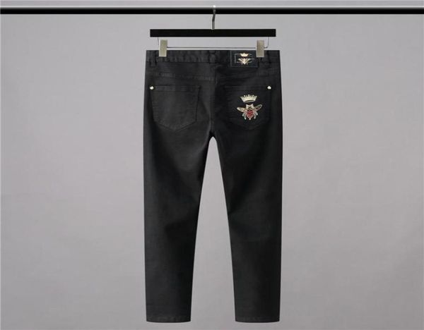 

men039s jeans high 2021 classical vintage morden luxurious embroidered bee crown cotton denim pants comfort casual 2838 n4043316416, Blue