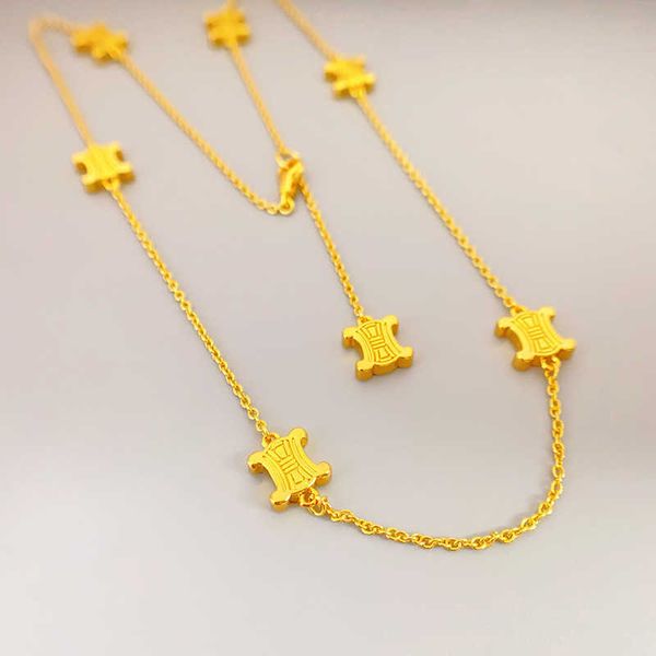 

french new triumphal arch simple fashion brass electroplating 18k real gold personality necklace, Silver