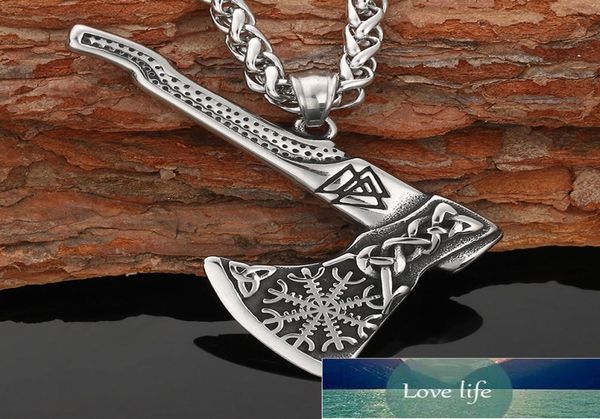 

316 stainless steel nordic doublesided viking tomahawk odin triangle guardian awe helmet men039s and women039s pendant neck1355076, Silver
