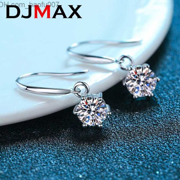 

charm djmax sterling silver laboratory diamond dropping earrings for women's round cut moissanite earhook earrings d color gra certifie, Golden