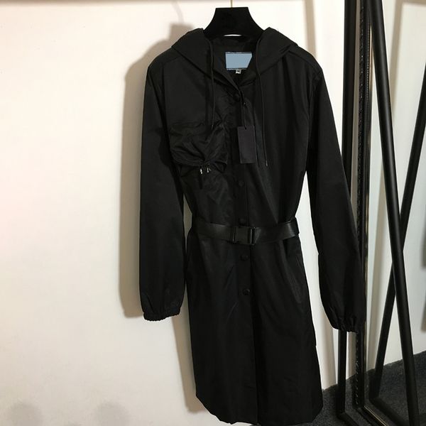 

winter fall windbreakers womens outerwear fashion nylon belt jacket outdoor street style ladies coats clothing, Black