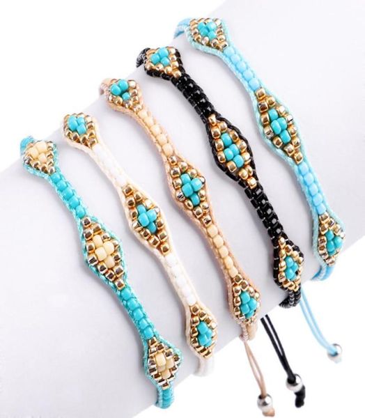 

bohemian retro braided bracelet colorful rice bead beaded bracelets friendship hand woven rope creative gift7614582, Golden;silver