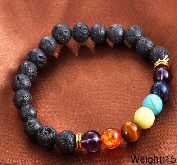 

selling volcano chakra energy bracelets natural lava stone bracelets 8mm colorful beads bracelets 8534877, Black