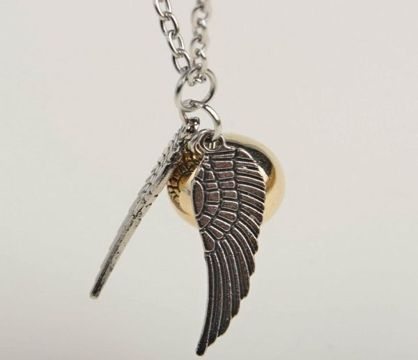 

new style silver wings snitch gold necklace pendant golden whole5423727
