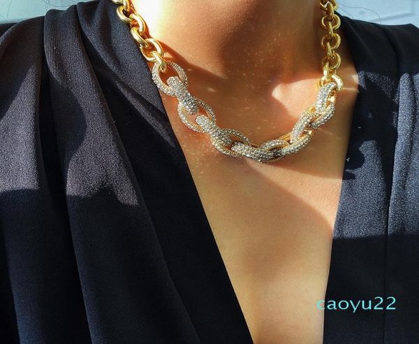 

popular fashion designer luxury sparkling exaggerated big chain rhinestone diamond choker statement necklace for woman gi2720861, Golden;silver