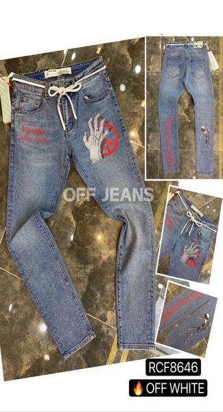 

2020 new fashion mens jean street black holes white stripes jeans hiphop skateboard pencil pants g1492740720, Blue