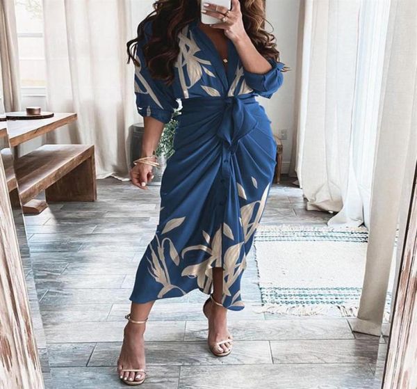 

casual drs 2022 women summer leaf pattern print tied detail ruched shirt dress vintage bodycon party long176k76880629464378, Black;gray