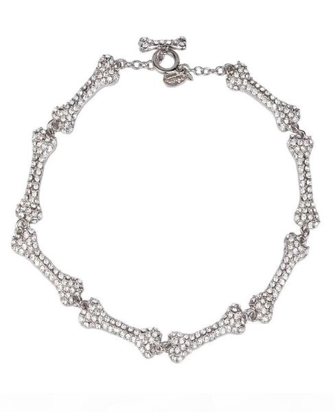 

eightsection bone necklace full of diamonds flashing diamonds fivesection bone saturn necklace european and american punk9863244, Silver