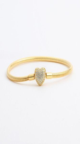 

18k yellow gold plated cz diamond heart bracelets original box set for 925 silver chain bracelet for women wedding jewelry5931699, Golden;silver