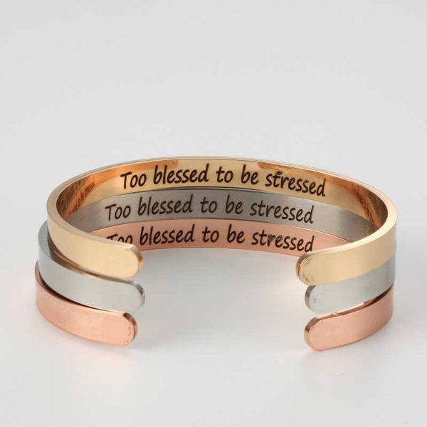 

diy bracelet inscribed to be stressed stainless steel jewelry 6mm, Golden;silver