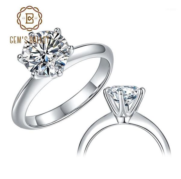 

gem039s ballet 925 sterling silver moissanite ring 1ct 2ct 3ct round moissanite diamond solitaire engagement rings for women12895064, Golden;silver