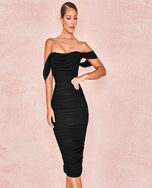 

casual dresses yissang draped off shoulder double layer mesh white dress women pleated long party elegant night club bodycon2588286, Black;gray