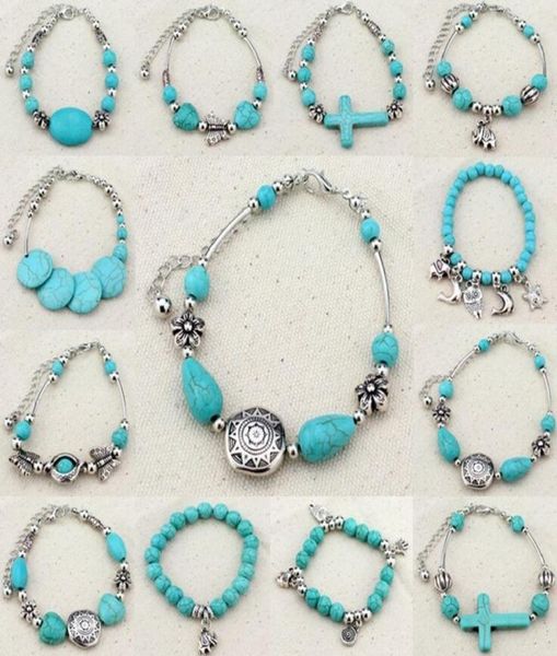 

elephant turquoise hand poles anti fatigue bracelet fb188 mix order 20 pieces a lot charm bracelets3768680, Golden;silver