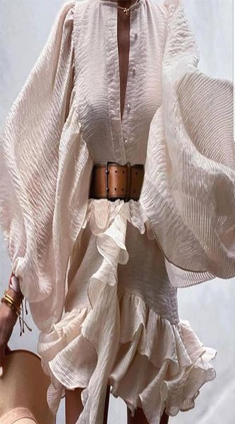 

casual drs arrival 2022 women elegant dress batwing sleeve ruffles high waist with sashe vintage fd0444493651, Black;gray
