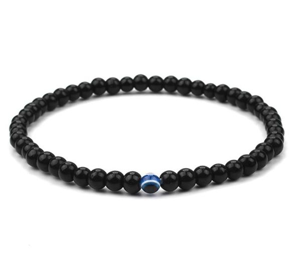 

new 20pcslot punk style diy jewelry black smooth strands beads evil eye bangle bracelets yoga bracelet for men women elastic brac7048524