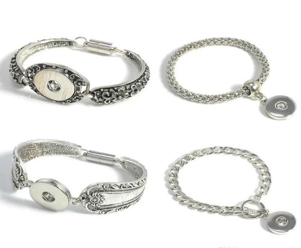 

pretty charm bracelets silver plated bangle for men women snap button bracelet ginger snap jewelry cuff bangle metal snap br1075022, Golden;silver