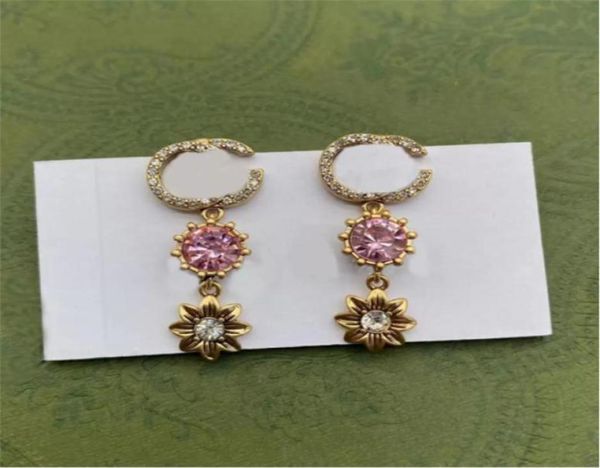 

europe and the united states fashion popular dangle chandelier earrings women color diamond flower pendant designer earrings8808134258603, Golden