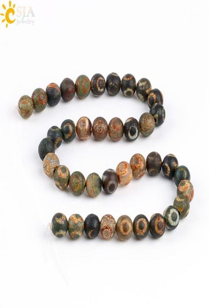 

csja 10mm retro old eye tibet dzi agate round loose beads men women necklace bracelet prayer jewelry making color mixed whole 5534254, Black