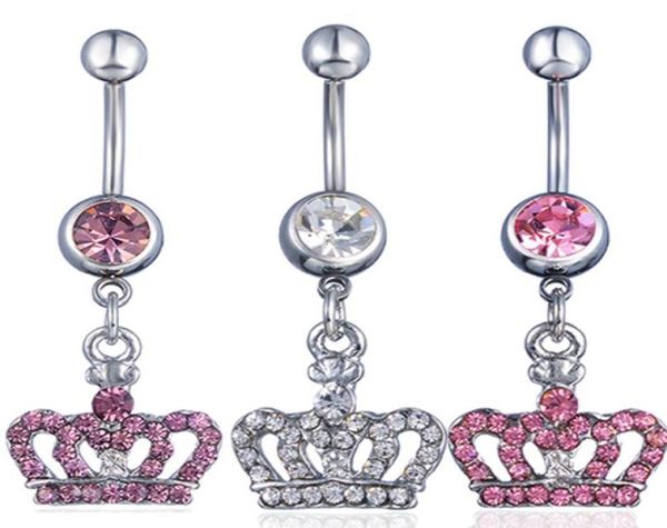 

d0370 crown belly navel button ring mix colors01234569391163, Silver