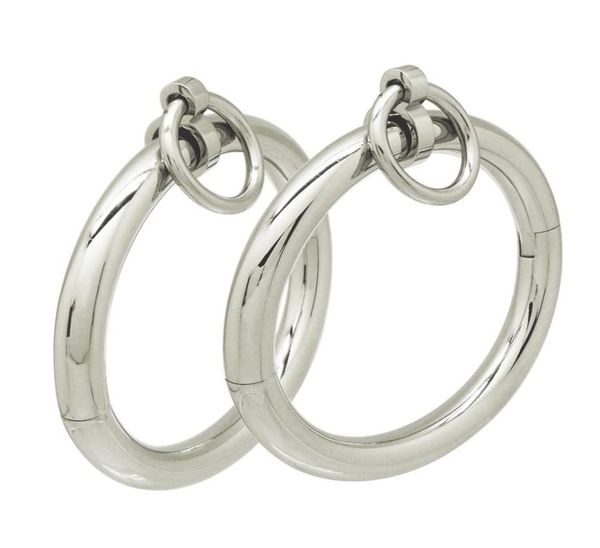 

polished shining stainless steel lockable wrist ankle cuffs bangle slave bracelet with removable o ring restraints set3373157, Black