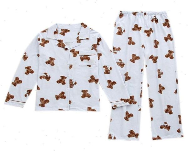 

knitted cartoon bear print sleepwear women home suit four seasons can be worn outside pajamas set longsleeved trousers plus size856654312, Black;red