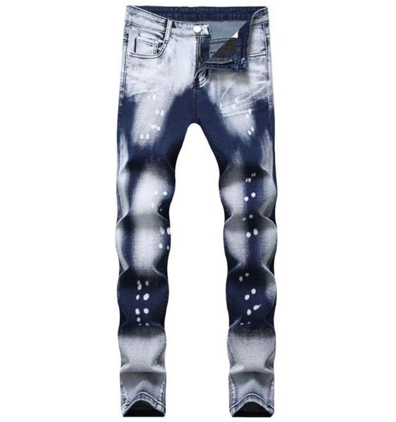 

moruancle fahsion men painted denim pants hi street printed stretchy jeans trousers for male hi streetwear plus size 28403933908, Blue