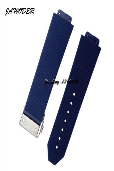 

jawoder watchband 23mm26mm menwomen stainless steel deployment clasp blue diving silicone rubber watch band strap for hub big ba3917646, Black;brown