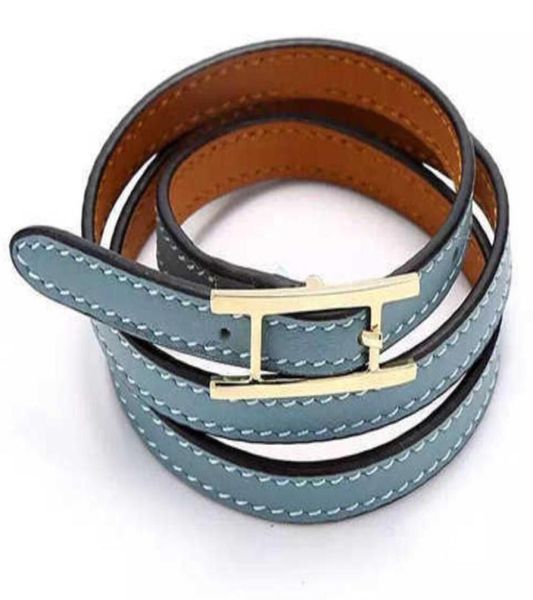 

hletter leather men and women bracelet jewelry whole hbelt buckle three layer leather bracelet4195084, Golden;silver