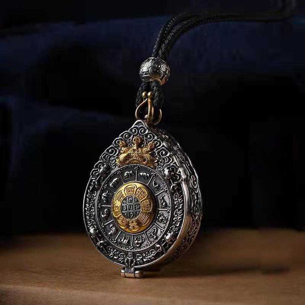 

pendant necklaces new jiugong bagua brand gawu box built-in cinnabar pendant male necklace pendant female jewelry accessories hkd230712, Silver