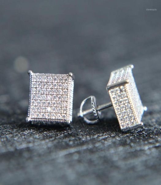 

2020 stud earringsmens big bling ear jewelry 3 colors screw back micro pave cz earring for men13206408, Golden;silver