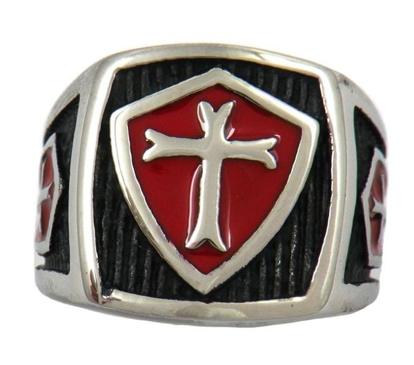 

fanssteel stainless steel mens or wemens jewelry masonary shield christ cross knights templar cross ma ring gift 10w3679012381274200, Silver