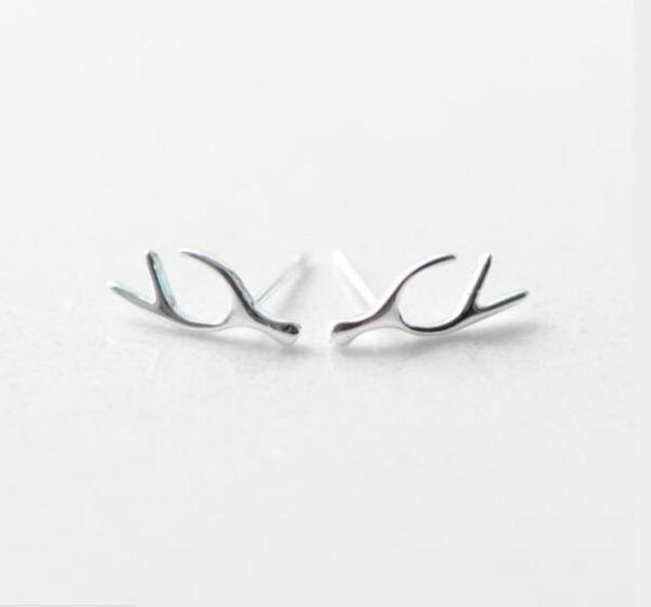 

fashion women antlers ear studs 925 sterling silver cute deer horn stud earrings girls birthday gifts ladies jewelry es81950381, Golden;silver