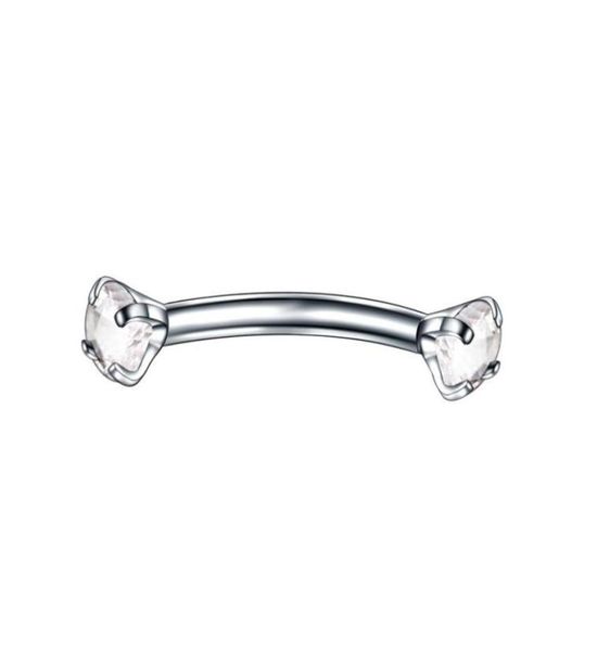 

tongue rings 1pc surgical steel curved barbell colorful crystal zircon eyebrow ring piercing lip snug daith helix rook earring q s3938493, Silver