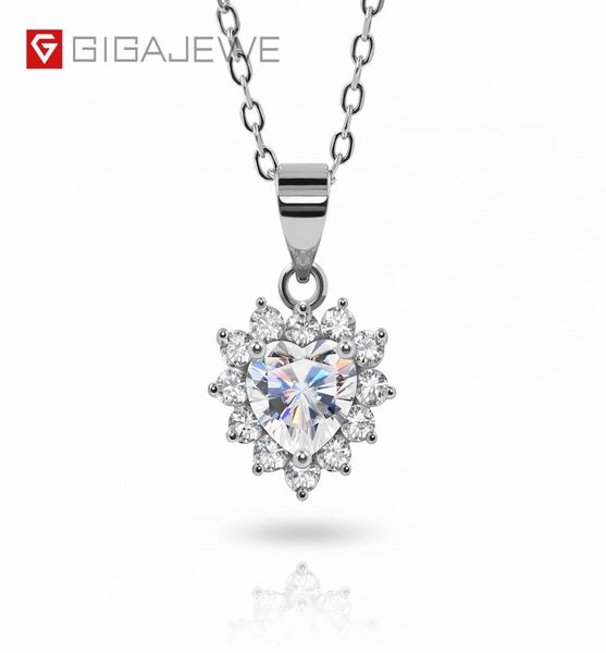 

gigajewe 08ct 60mm heart cut 18k white gold plated 925 silver pendant necklace women moissanite love jewelry woman girl gift gms7104906