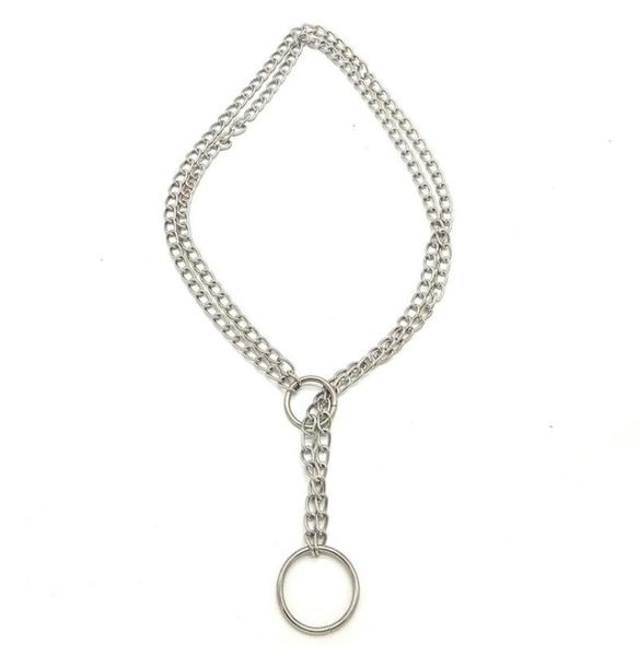 

women bdsm bondage necklaces double chain necklace gothic halskette cool collares rapper choker punk kolye handmade jewelry chains6712343, Silver