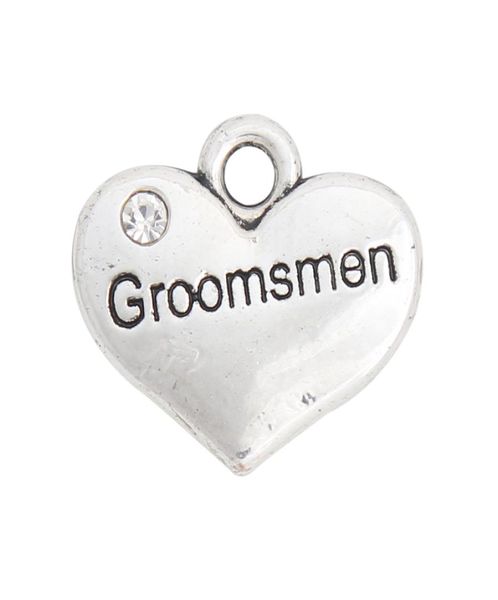 

whole fashion double side heart wedding charms vintage groomsmen message charms 1517mm 50pcs aac9945359559, Bronze;silver