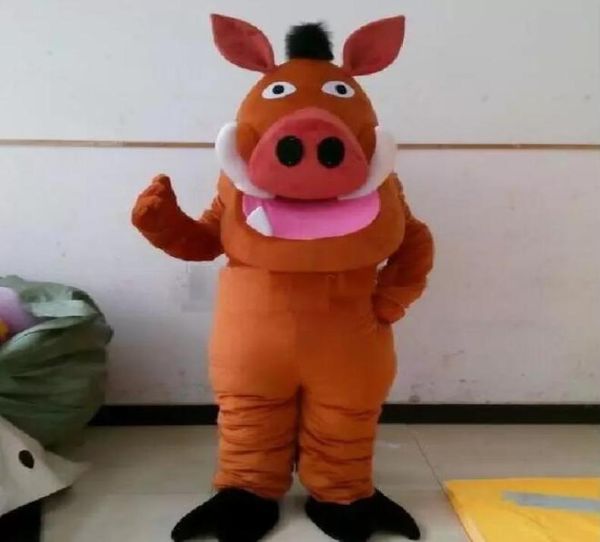 

factory handmade pumba pig mascot costumes costume cartoon character mascota mascotte outfit suit fancy dress cart6242392, Red;yellow