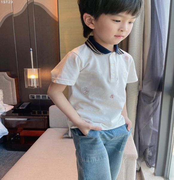 

summer kids polo shirt cotton turn down collar cotton short sleeve white sport polos boys girls shirts 3542770, Blue