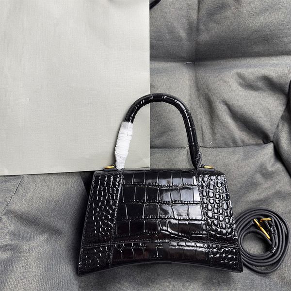 

9A Luxury Hourglass Shoulder Bag Designer Bag Black Crocodile embossed small Crossbody bag Fashion personality Half Moon Handbag Clutch bag starlight S XS, 111