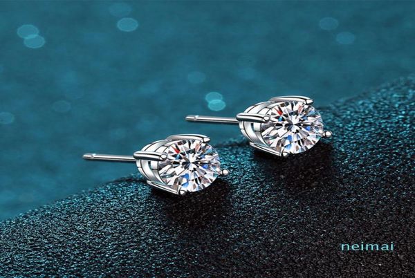 

boeycjr 925 classic silver 05115ct f color moissanite vvs fine jewelry diamond stud earring with certificate for wome3518148, Golden;silver