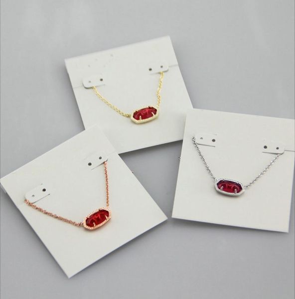 

pendant necklaces necklace red glass stone real 18k gold plated dangles glitter jewelries letter gift with dust bag5007224, Silver