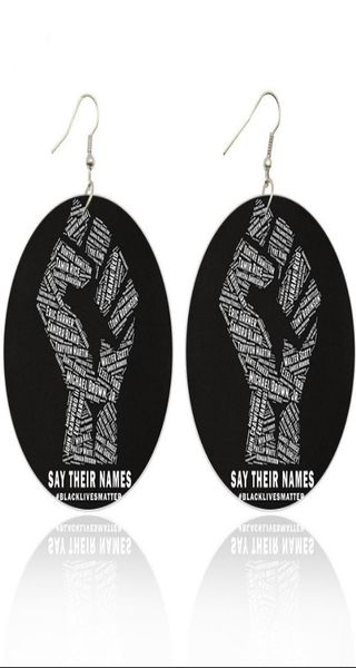 

aprilgrass printed african power fist wooden drop earrings with black lives matters afro history figure names ps12904711521, Silver