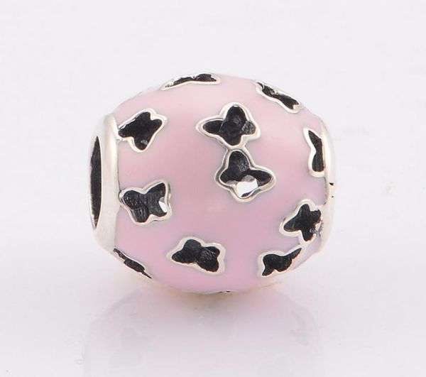 

2017 new butterfly beads with light pink enamel animal charm bead 925 sterling silver fine jewelry fits european bracelet diy maki3823364, Black