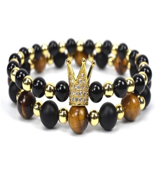 

3umeter better charm bracelet men fashion 2019 fashion new gold royal crown braided adjustable men bracelet for jewelry gift5472841, Black