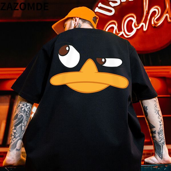 

men' tank zazomde men streetwear harajuku oversize t shirt cartoon anime print t-shirt hip hop summer short sleeve tshirt cotton loos, White;black